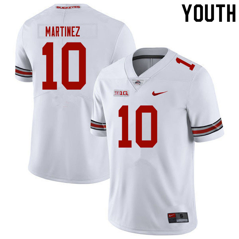 Ohio State Buckeyes Cameron Martinez Youth #10 White Authentic Stitched College Football Jersey